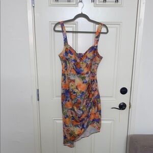 Cider Orange and Blue Asymmetrical Sundress